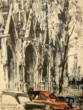 Load image into Gallery viewer, Vintage Framed French Cathedral Architectural Street Scene
