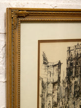 Load image into Gallery viewer, Vintage Framed French Cathedral Architectural Street Scene

