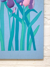 Load image into Gallery viewer, Vintage Modernist Purple Iris Botanical Artwork
