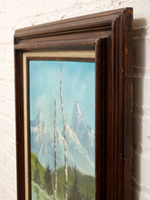 Load image into Gallery viewer, Vintage Framed Mountain Lake Landscape Painting with Birch Trees
