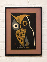 Load image into Gallery viewer, 1967 Korean Modernist Owl Artwork with Provenance
