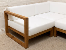 Load image into Gallery viewer, Modern Outdoor Wood Frame Sectional Sofa with White Cushions

