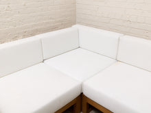 Load image into Gallery viewer, Modern Outdoor Wood Frame Sectional Sofa with White Cushions
