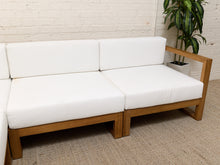 Load image into Gallery viewer, Modern Outdoor Wood Frame Sectional Sofa with White Cushions
