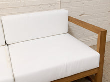 Load image into Gallery viewer, Modern Outdoor Wood Frame Sectional Sofa with White Cushions
