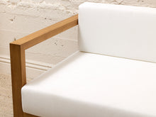 Load image into Gallery viewer, Modern Outdoor Wood Frame Sectional Sofa with White Cushions
