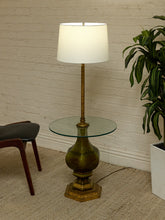 Load image into Gallery viewer, Vintage Hollywood Regency Floor Lamp with Integrated Glass Table
