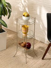 Load image into Gallery viewer, Vintage Three-Tier Metal &amp; Glass Round Side Table
