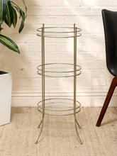 Load image into Gallery viewer, Vintage Three-Tier Metal &amp; Glass Round Side Table
