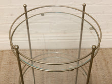 Load image into Gallery viewer, Vintage Three-Tier Metal &amp; Glass Round Side Table
