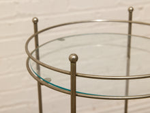Load image into Gallery viewer, Vintage Three-Tier Metal &amp; Glass Round Side Table
