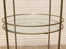 Load image into Gallery viewer, Vintage Three-Tier Metal &amp; Glass Round Side Table
