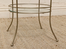 Load image into Gallery viewer, Vintage Three-Tier Metal &amp; Glass Round Side Table
