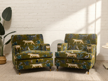 Load image into Gallery viewer, Vintage 1960s Lounge Chair Newly Reupholstered in Jungle Velvet
