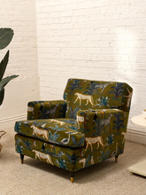 Load image into Gallery viewer, Vintage 1960s Lounge Chair Newly Reupholstered in Jungle Velvet
