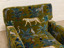 Load image into Gallery viewer, Vintage 1960s Lounge Chair Newly Reupholstered in Jungle Velvet

