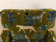 Load image into Gallery viewer, Vintage 1960s Lounge Chair Newly Reupholstered in Jungle Velvet
