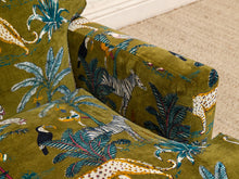 Load image into Gallery viewer, Vintage 1960s Lounge Chair Newly Reupholstered in Jungle Velvet
