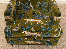 Load image into Gallery viewer, Vintage 1960s Lounge Chair Newly Reupholstered in Jungle Velvet
