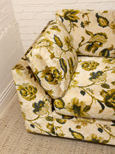 Load image into Gallery viewer, Vintage 1970s Floral Velvet Sofa in Olive &amp; Gold
