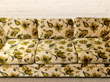 Load image into Gallery viewer, Vintage 1970s Floral Velvet Sofa in Olive &amp; Gold

