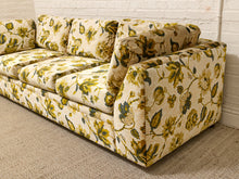 Load image into Gallery viewer, Vintage 1970s Floral Velvet Sofa in Olive &amp; Gold

