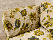 Load image into Gallery viewer, Vintage 1970s Floral Velvet Sofa in Olive &amp; Gold
