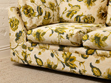 Load image into Gallery viewer, Vintage 1970s Floral Velvet Sofa in Olive &amp; Gold
