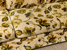 Load image into Gallery viewer, Vintage 1970s Floral Velvet Sofa in Olive &amp; Gold
