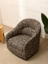 Load image into Gallery viewer, Vintage Postmodern Geometric Club Chair in Black &amp; Tan
