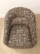 Load image into Gallery viewer, Vintage Postmodern Geometric Club Chair in Black &amp; Tan

