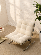 Load image into Gallery viewer, 70s Style Chrome Lounge Chair in White Corduroy
