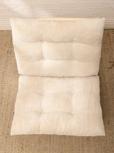 Load image into Gallery viewer, 70s Style Chrome Lounge Chair in White Corduroy
