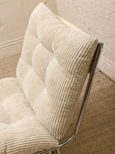Load image into Gallery viewer, 70s Style Chrome Lounge Chair in White Corduroy
