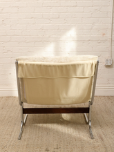 Load image into Gallery viewer, 70s Style Chrome Lounge Chair in White Corduroy

