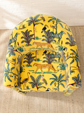 Load image into Gallery viewer, Vintage Postmodern Yellow Jungle Print Barrel Lounge Chair
