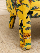 Load image into Gallery viewer, Vintage Postmodern Yellow Jungle Print Barrel Lounge Chair
