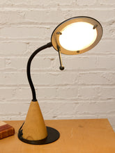 Load image into Gallery viewer, Vintage Postmodern Black &amp; Wood Cone Desk Lamp
