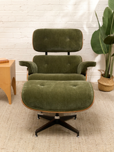 Load image into Gallery viewer, Iconic Olive Green Velvet Lounge Chair &amp; Ottoman
