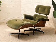 Load image into Gallery viewer, Iconic Olive Green Velvet Lounge Chair &amp; Ottoman

