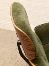 Load image into Gallery viewer, Iconic Olive Green Velvet Lounge Chair &amp; Ottoman
