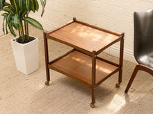 Load image into Gallery viewer, Vintage Mid-Century Modern Two-Tier Wood Bar Cart
