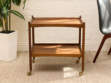 Load image into Gallery viewer, Vintage Mid-Century Modern Two-Tier Wood Bar Cart
