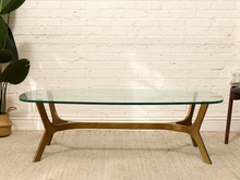 Load image into Gallery viewer, Mid-Century Style Sculptural Brass &amp; Glass Coffee Table
