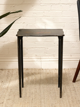 Load image into Gallery viewer, Vintage Chinoiserie Black Lacquer Side Table with Hand-Painted Asian Scene
