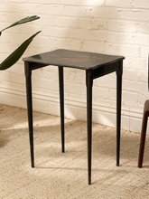 Load image into Gallery viewer, Vintage Chinoiserie Black Lacquer Side Table with Hand-Painted Asian Scene
