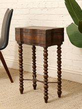 Load image into Gallery viewer, Vintage Spanish Revival Sewing Side Table with Barley Twist Legs
