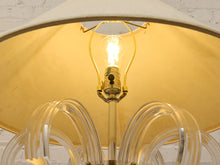 Load image into Gallery viewer, Sculptural Glass Loop Table Lamp with Clear Curved Base and Linen Shade
