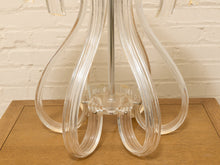 Load image into Gallery viewer, Sculptural Glass Loop Table Lamp with Clear Curved Base and Linen Shade
