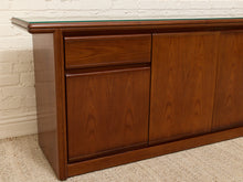 Load image into Gallery viewer, Vintage Mid-Century Modern Walnut Credenza with Glass Top
